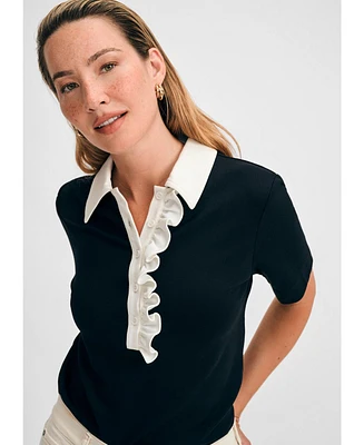 Isaac Mizrahi Women's Boxy Ruffle Top