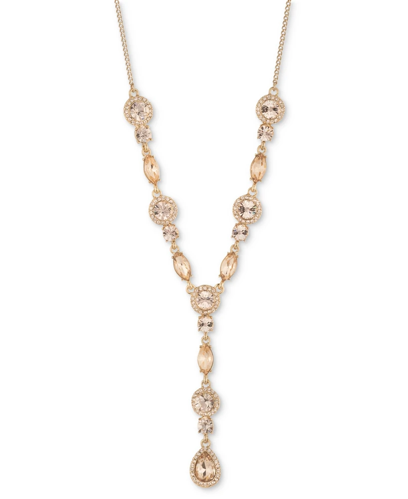 Givenchy Mixed Crystal Halo Lariat Necklace, 16" + 3" extender