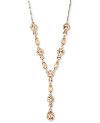 Givenchy Mixed Crystal Halo Lariat Necklace, 16" + 3" extender
