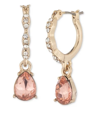 Givenchy Gold-Tone Crystal Charm Pave Scalloped Hoop Earrings