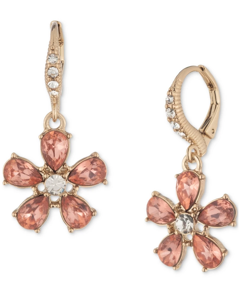 Givenchy Gold-Tone Mixed Crystal Flower Drop Earrings