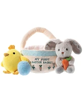 Sperric Easter Baby Plush Playset with Easter Basket, Bunny Holding Carrot, Easter Egg, and Squeaky Chicken, Sensory and Decorative Toys for Babies &