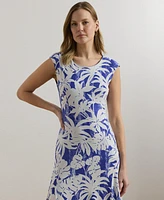 Lauren Ralph Women's Palm-Frond-Print Stretch Jersey Dress