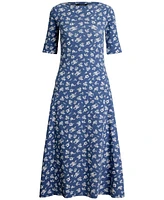 Lauren Ralph Women's Floral Stretch Cotton Midi Dress
