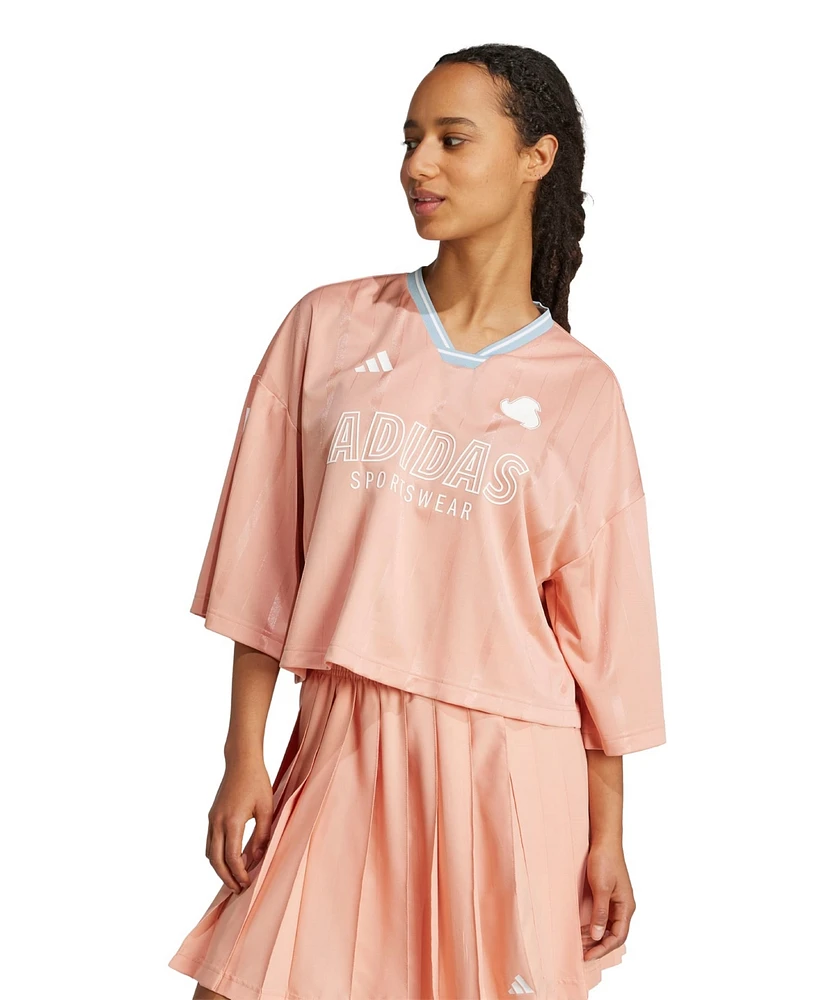 adidas Women's Tiro Cut 3-Strippes Oversized Mesh T-Shirt