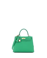 Pre-Owned Hermes Kelly 25 Handbag Green Epsom with Gold Hardware