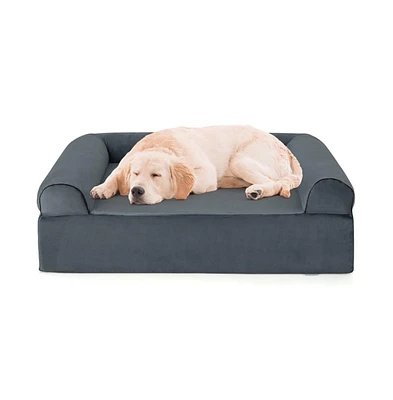 Orthopedic Dog Bed Memory Foam Pet Bed with Headrest for Large Dogs