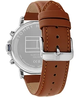 Tommy Hilfiger Men's Multifunction Brown Leather Strap Watch, 44mm