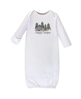 Touched by Nature Baby Boys Organic Cotton Long-Sleeve Gowns 3pk, Happy Camper, 0-6 Months