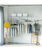 Custom Closet Organizer Kit 3 to 5 Feet Wall-Mounted Closet System with Hang Rod