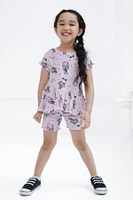 Nightmare Before Christmas Toddler Girls Ribbed Peplum T-Shirt and Shorts Outfit Set