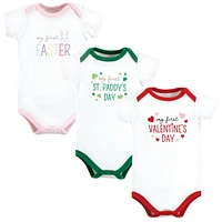 Hudson Baby Baby Girls Hudson Unisex Cotton Bodysuits First Valentine Easter, 6-9 Months