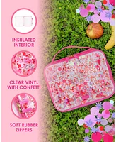 Packed Party Purple Confetti Lunchbox Cute, Soft Insulated Lunch Bag Lunch Box Cooler Fits a Water Bottle, Ice Packs for Cold Food, or Hot Food (Pink