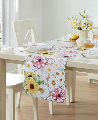 Elrene Sunflower and Daisies Allover Table Runner, 13" x 36"