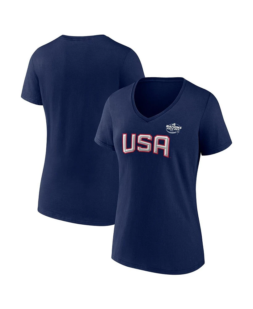 Fanatics Women's Navy Usa 2025 4 Nations Face-Off V-Neck T-Shirt