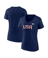 Fanatics Women's Navy Usa 2025 4 Nations Face-Off V-Neck T-Shirt