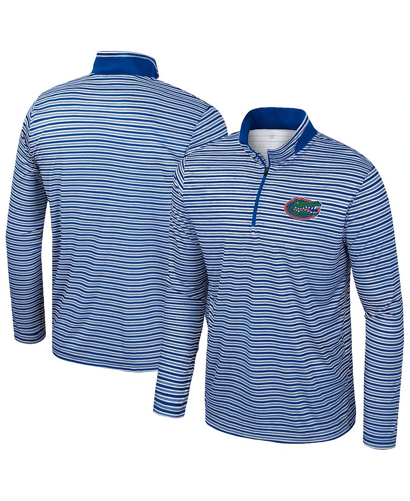 Colosseum Men's Royal Florida Gators Striped Quarter-Zip Sweatshirt