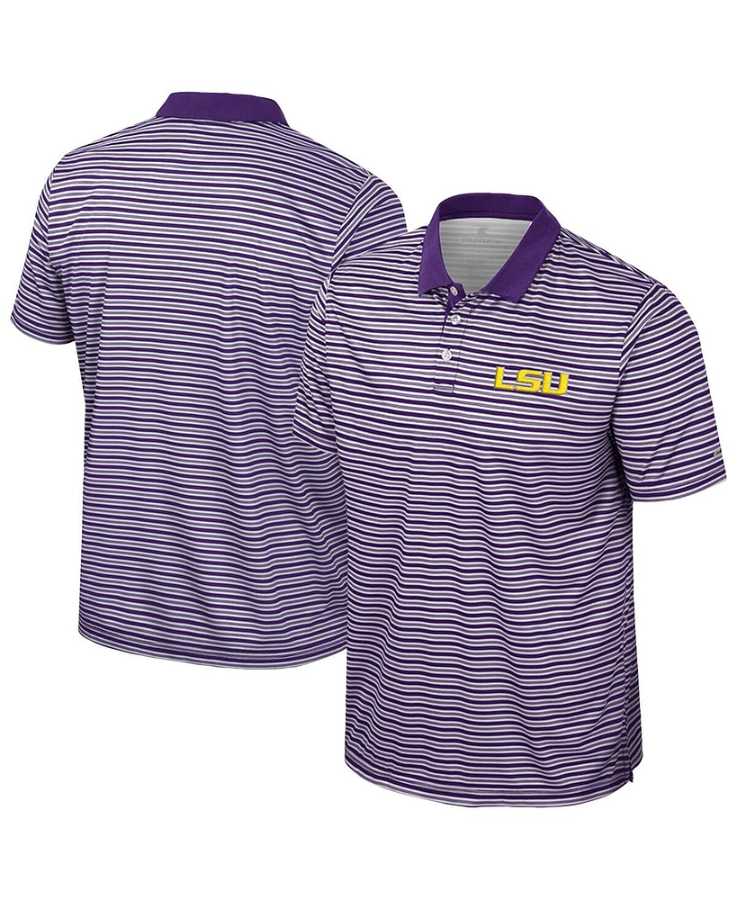 Colosseum Men's Purple Lsu Tigers Striped Polo Shirt