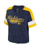 Colosseum Women's Navy Michigan Wolverines Ruth Color Block Scoop Neck T-Shirt