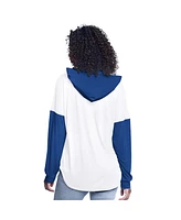 G-iii 4Her by Carl Banks Women's White/Royal Chase Elliott Bench Player Oversized Long Sleeve Hoodie V-Neck T-Shirt