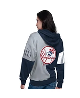 Starter Women's Navy/Gray New York Yankees Curve Ball Full Zip Hoodie Sweatshirt