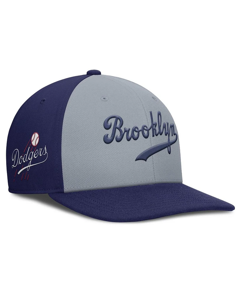 Nike Men's Gray/Royal Brooklyn Dodgers Cooperstown Collection Pro Performance Snapback Hat
