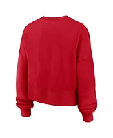 Nike Women's Red Boston Sox Oversized Long Sleeve Cropped Pullover Sweatshirt