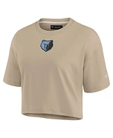 Fanatics Women's Khaki Memphis Grizzlies Elements Super Soft Boxy Cropped T-Shirt