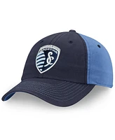 Fanatics Men's Navy/Blue Sporting Kansas City Iconic Blocked Fundamental Adjustable Hat