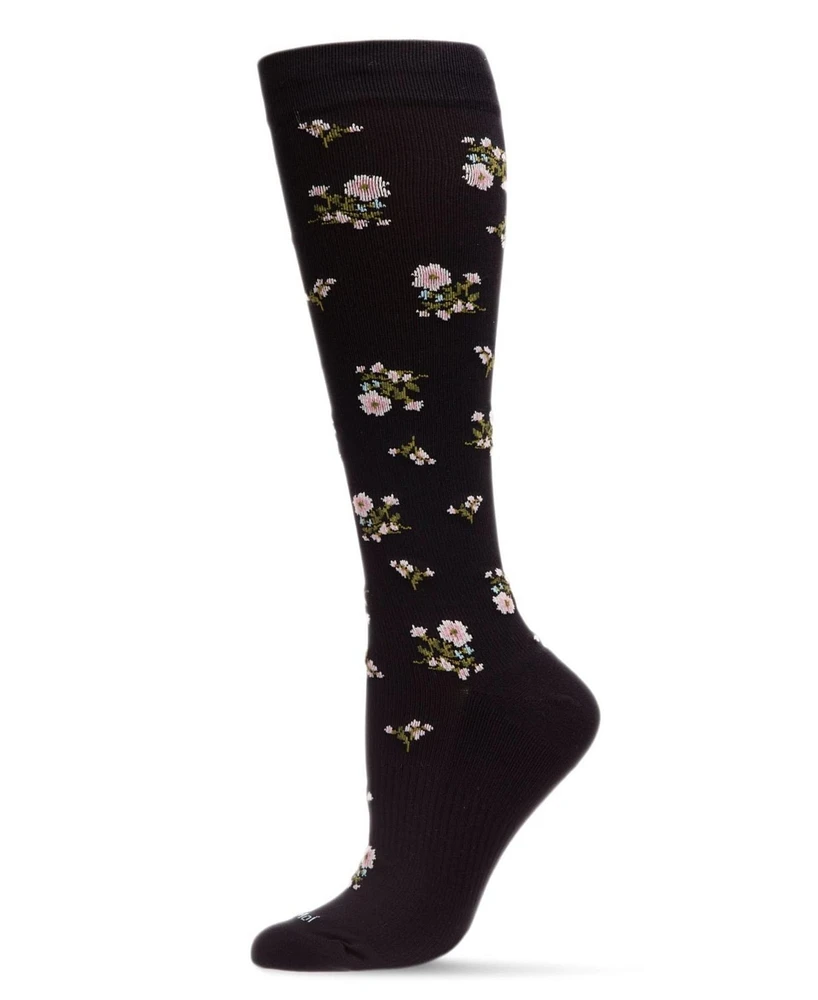 MeMoi Women's Ditsy Floral Nylon 15-20mmHg Graduated Compression Socks UOY07414