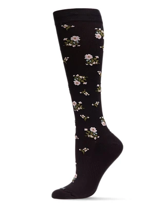 MeMoi Women's Ditsy Floral Nylon 15-20mmHg Graduated Compression Socks UOY07414