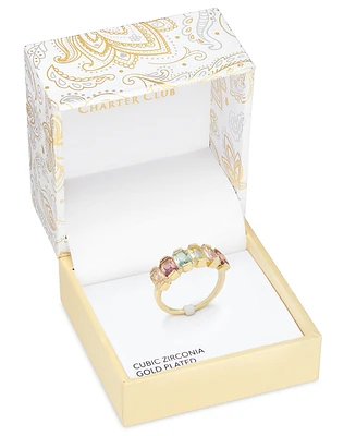 Charter Club Gold-Tone Multicolor Crystal Ring, Exclusively at Macy's