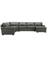 Radley Roll Arm 152" 5-Pc. Leather Wedge Corner Chaise Sectional, Exclusively at Macy's