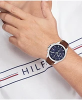 Tommy Hilfiger Men's Multifunction Brown Leather Strap Watch, 43mm
