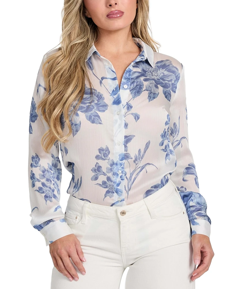 Guess Women's Printed Button-Front Shirt