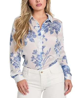 Guess Women's Printed Button-Front Shirt