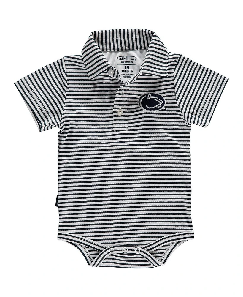 Garb Baby Boys and Girls Navy/White Penn State Nittany Lions Carson Striped Short Sleeve Bodysuit