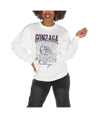 Gameday Couture Women's White Gonzaga Bulldogs Drop Shoulder Fleece Pullover Sweatshirt