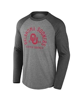 Fanatics Men's Gray Oklahoma Sooners Ball Drop Tri-Blend Raglan Long Sleeve T-Shirt
