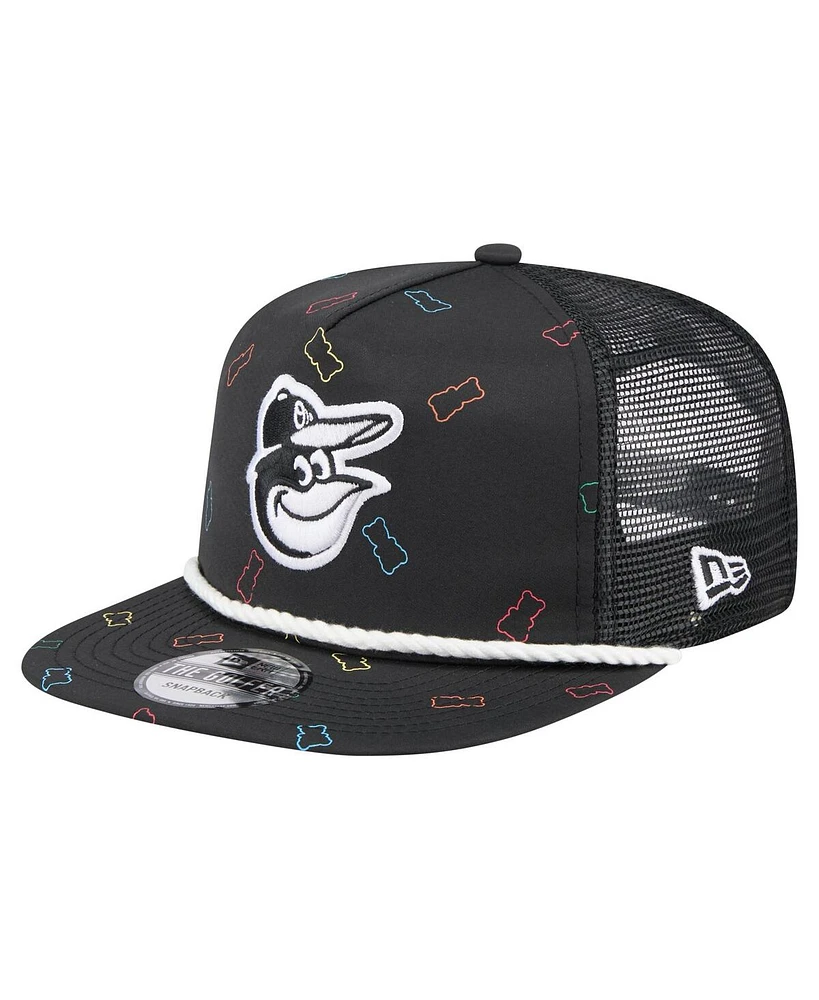 New Era Men's Black Baltimore Orioles Gummy Golfer Trucker Adjustable Hat