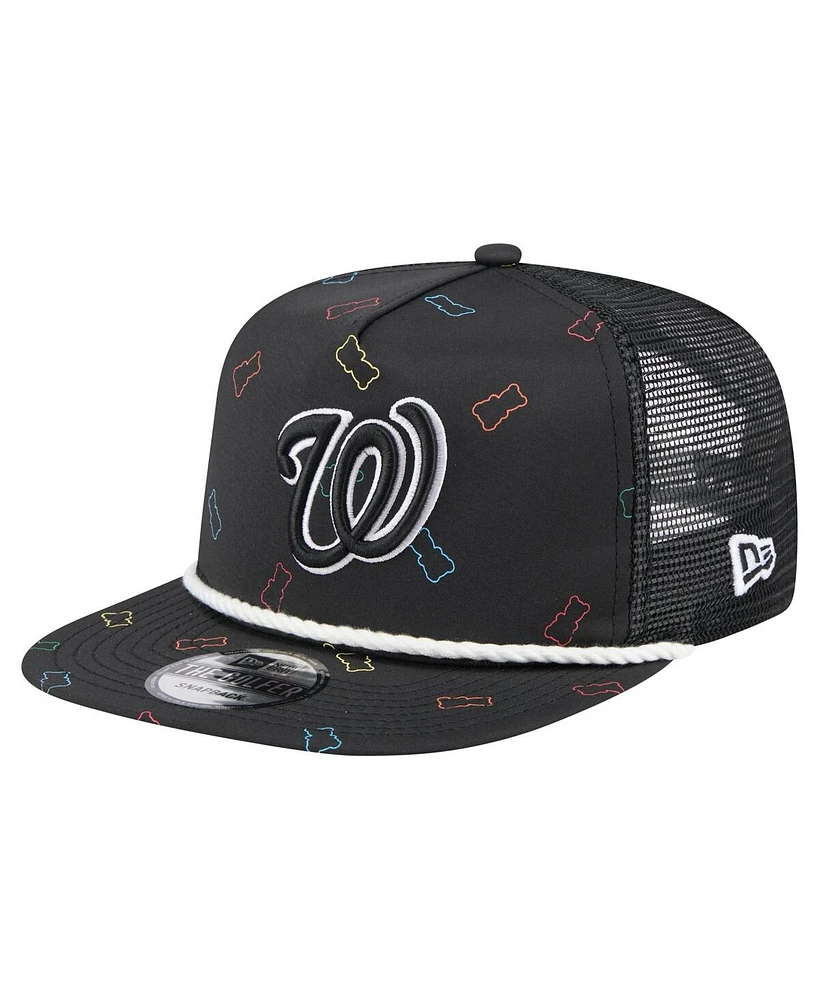 New Era Men's Black Washington Nationals Gummy Golfer Trucker Adjustable Hat