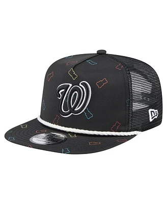 New Era Men's Black Washington Nationals Gummy Golfer Trucker Adjustable Hat