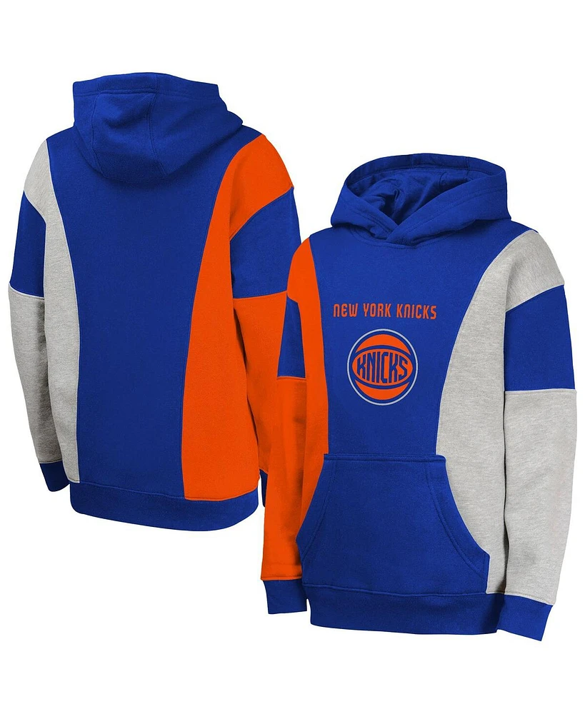 Outerstuff Big Boys and Girls Blue New York Knicks Ace the Hole Pullover Hoodie