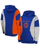 Outerstuff Big Boys and Girls Blue New York Knicks Ace the Hole Pullover Hoodie