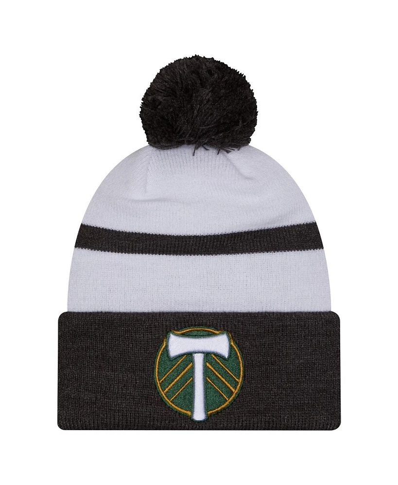 New Era Men's White Portland Timbers 2025 Kickoff Cuffed with Pom Knit Hat
