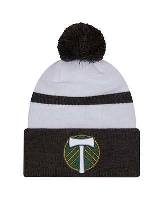New Era Men's White Portland Timbers 2025 Kickoff Cuffed with Pom Knit Hat