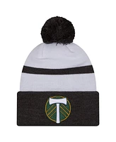 New Era Men's White Portland Timbers 2025 Kickoff Cuffed with Pom Knit Hat