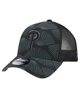 New Era Men's Black Philadelphia Phillies 9FORTY A-Frame Trucker Adjustable Hat