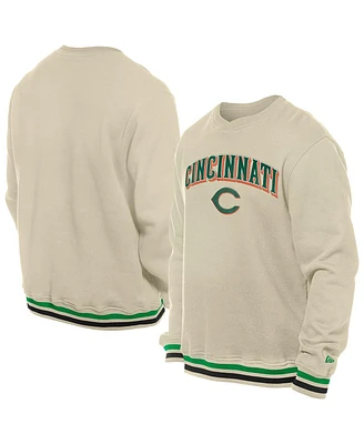 New Era Men's Cream Cincinnati Reds St. Patrick's Day Twill Pullover Sweatshirt