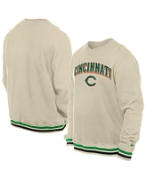 New Era Men's Cream Cincinnati Reds St. Patrick's Day Twill Pullover Sweatshirt